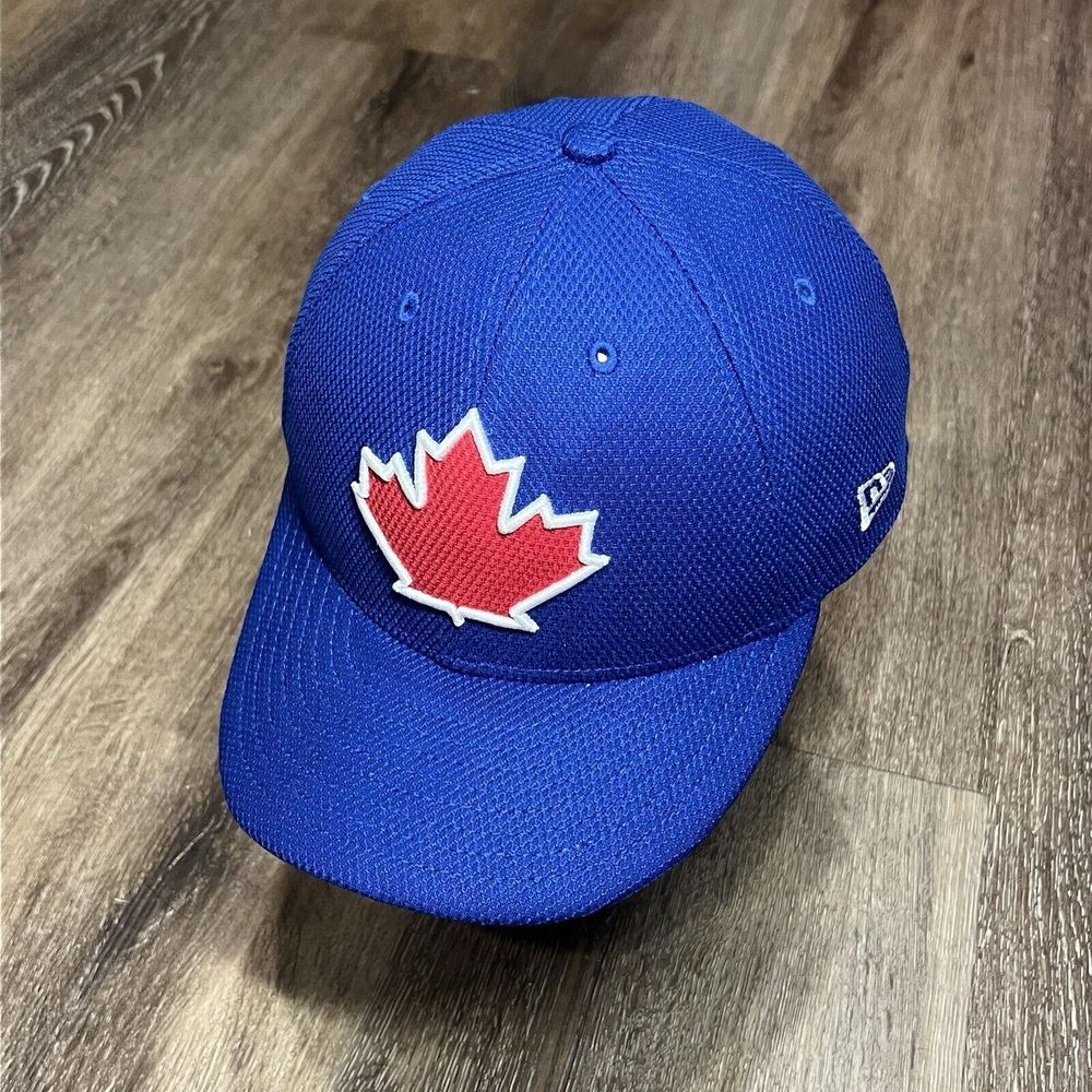New Era Toronto Blue Jays Hat 7 5/8 Fitted Blue MLB Baseball‎ Cap Canada Flag